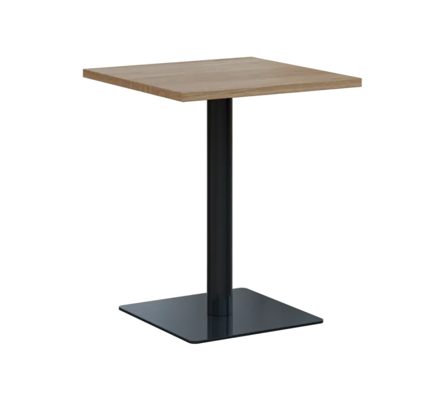 SQT 450 - 1 stůl hranlatý, deska 600x600 mm, síla 25 mm, trubková noha černá, dub bardolino